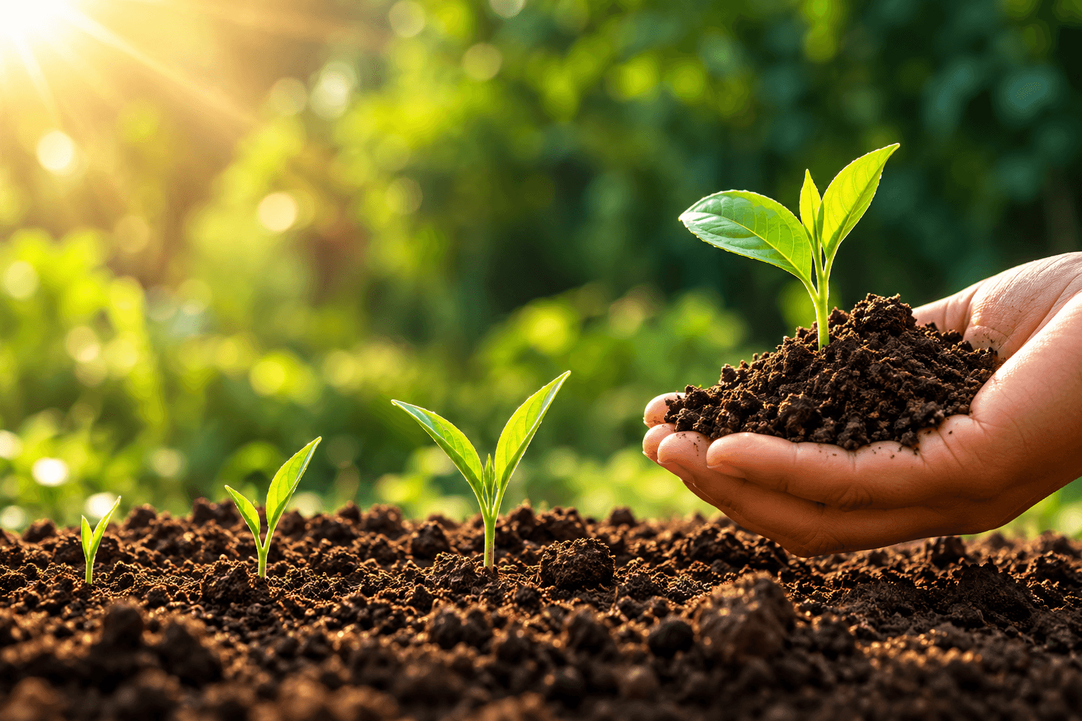 Sustainable farming and young crops